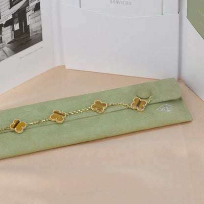 [Lume Jewels]New  CLOVER 5 MOTIFS TIGER EYE BRACELET COLLECTION