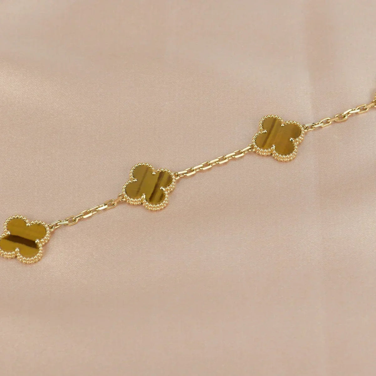 [Lume Jewels]New  CLOVER 5 MOTIFS TIGER EYE BRACELET COLLECTION