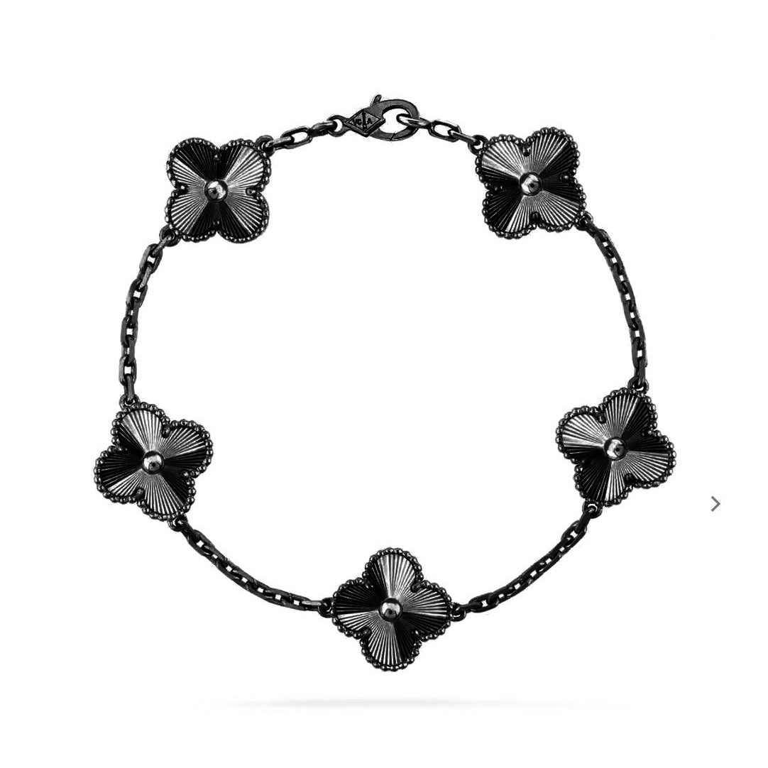 [Lume Jewels]New CLOVER 5 MOTIF BLACK BRACELET