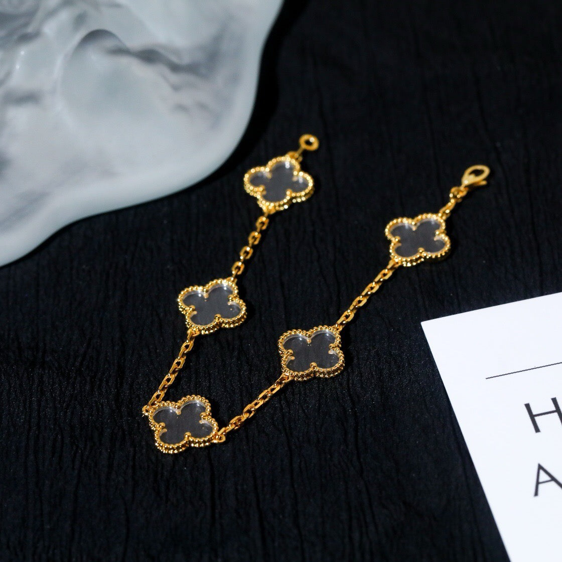 [Lume Jewels]New CLOVER 5 MOTIF ROCK CRYSTAL BRACELET
