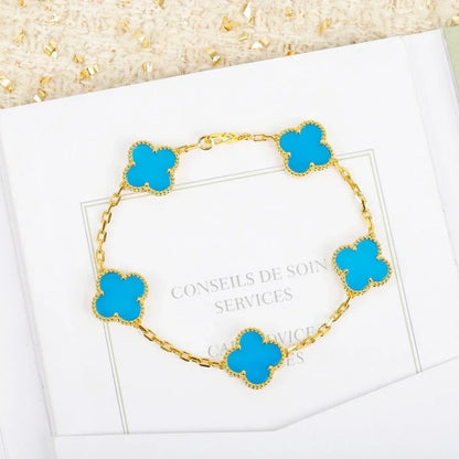 [Lume Jewels]New  CLOVER 5 MOTIF TURQUOISE BRACELET COLLECTION