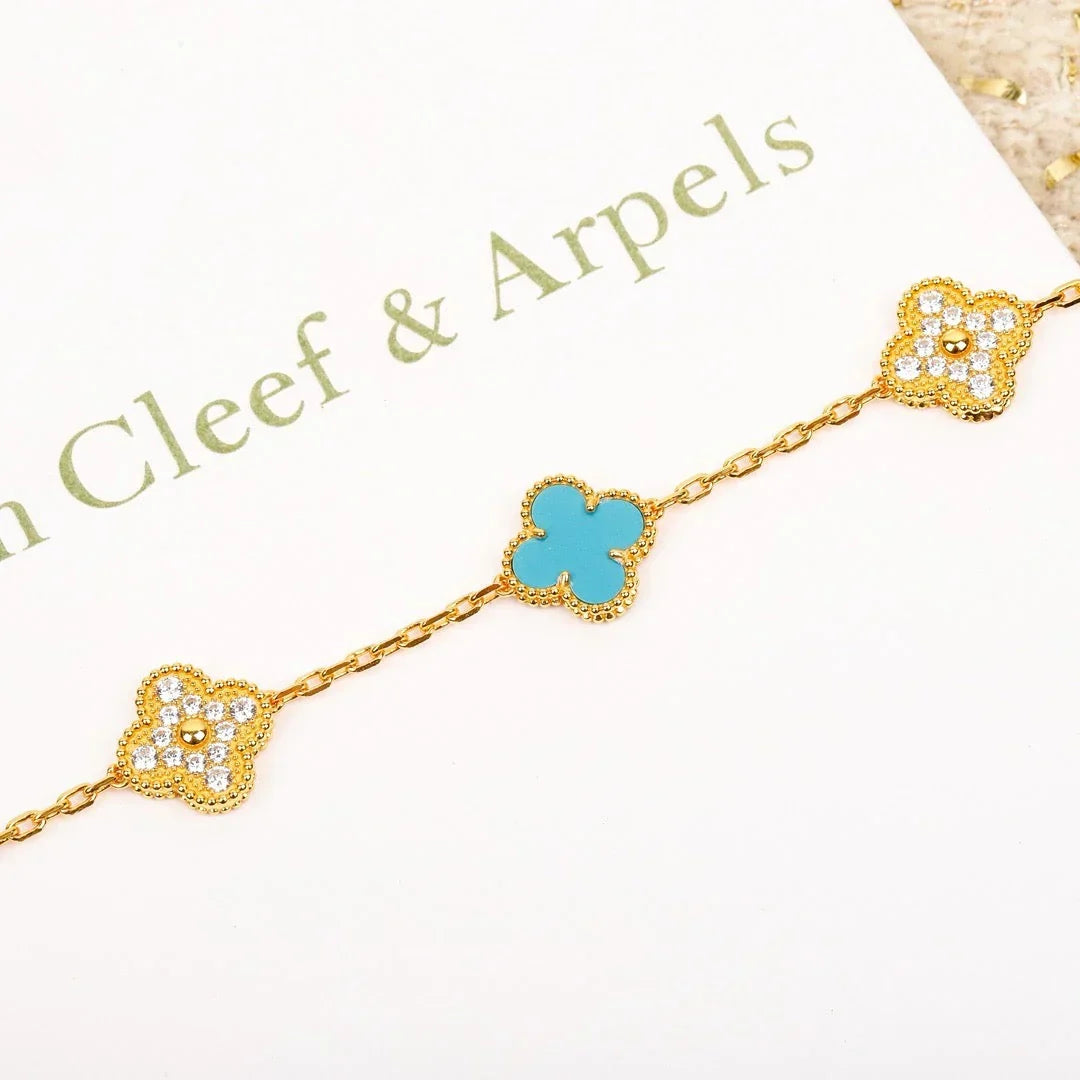 [Lume Jewels]New  CLOVER 5 MOTIF TURQUOISE BRACELET COLLECTION