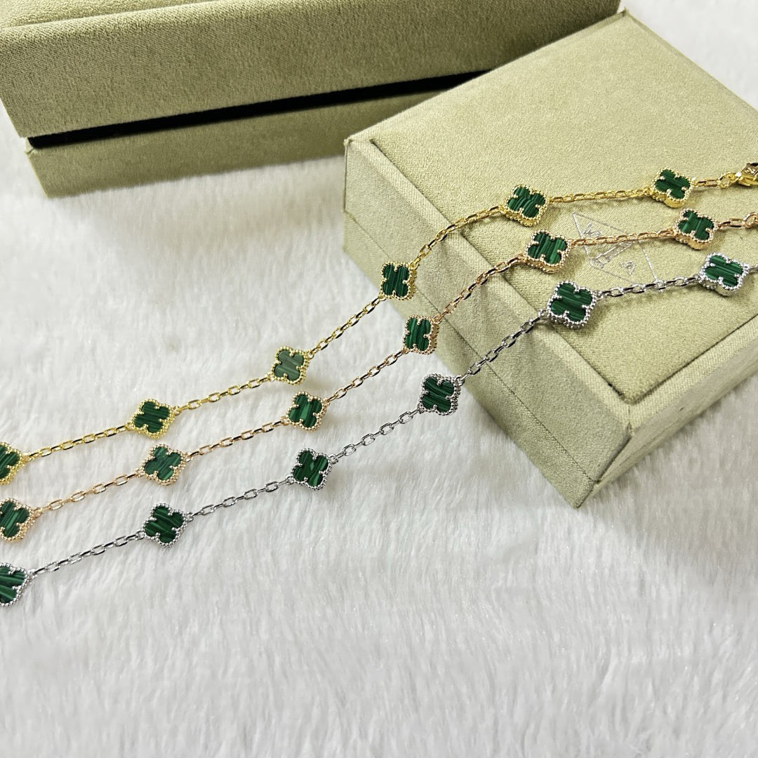 [¡®Lume Jewels¡¯]CLOVER 6 MOTIF MALACHITE BRACELET