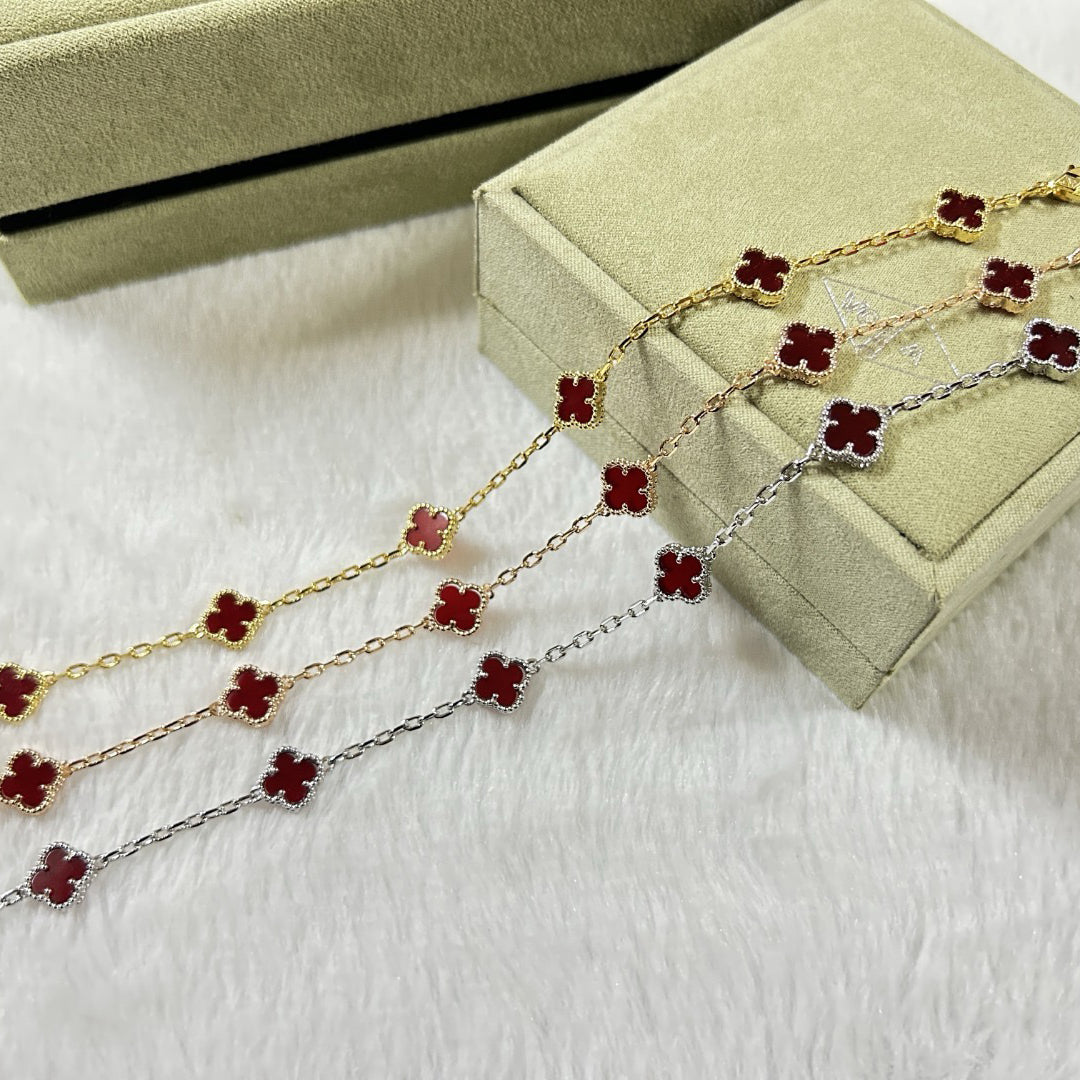 [¡®Lume Jewels¡¯]CLOVER 6 MOTIF RED AGATE BRACELET