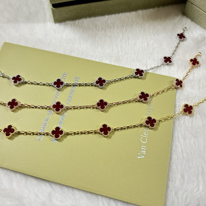[¡®Lume Jewels¡¯]CLOVER 6 MOTIF RED AGATE BRACELET