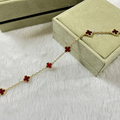 [¡®Lume Jewels¡¯]CLOVER 6 MOTIF RED AGATE BRACELET