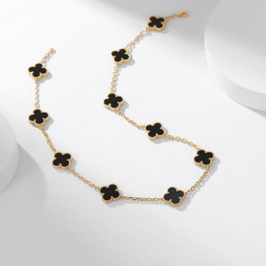 ¡®Lume Jewels¡¯CLOVER 10 MOTIFS ONYX NECKLACE