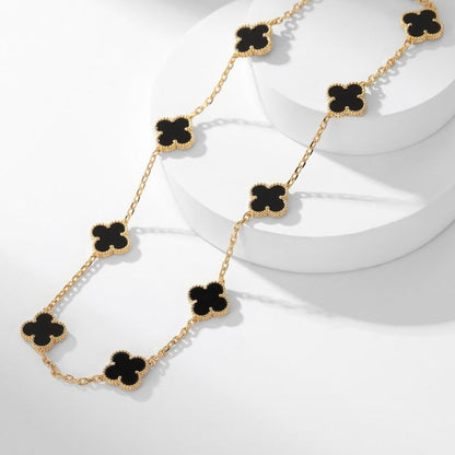 ¡®Lume Jewels¡¯CLOVER 10 MOTIFS ONYX NECKLACE