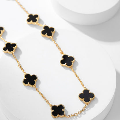 ¡®Lume Jewels¡¯CLOVER 10 MOTIFS ONYX NECKLACE