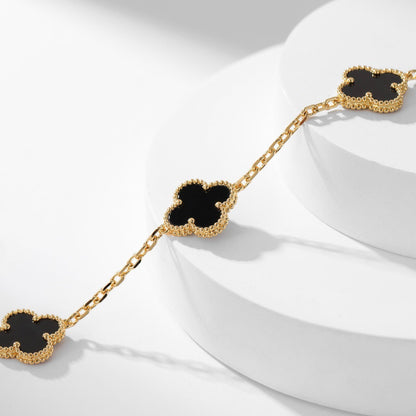 ¡®Lume Jewels¡¯CLOVER 10 MOTIFS ONYX NECKLACE