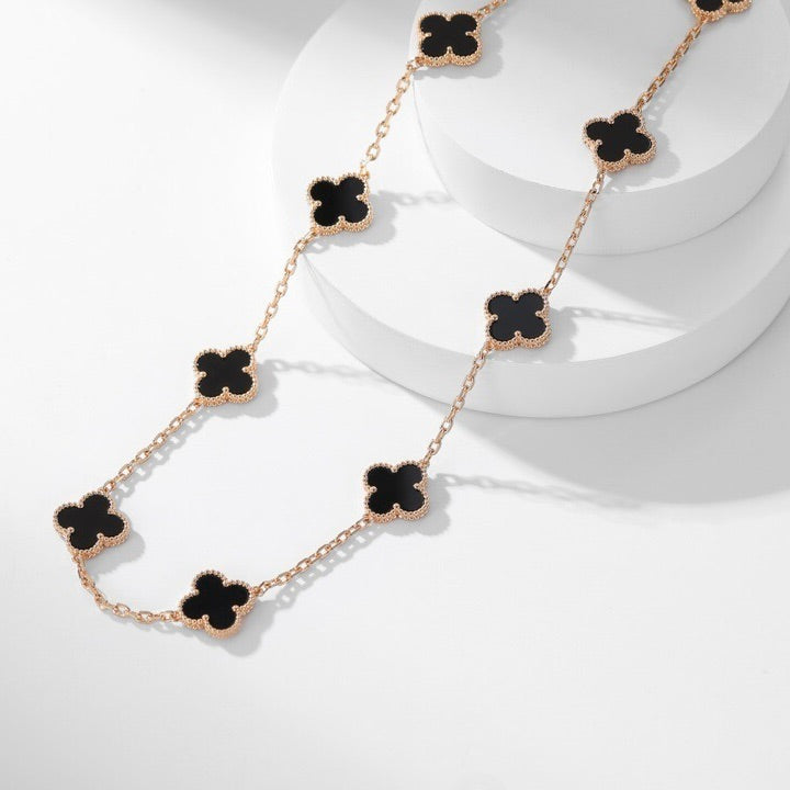 ¡®Lume Jewels¡¯CLOVER 10 MOTIFS ONYX NECKLACE