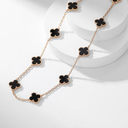 ¡®Lume Jewels¡¯CLOVER 10 MOTIFS ONYX NECKLACE