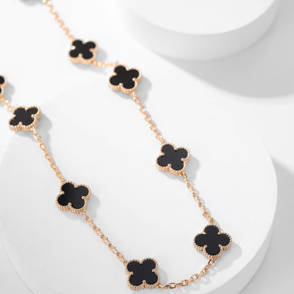 ¡®Lume Jewels¡¯CLOVER 10 MOTIFS ONYX NECKLACE