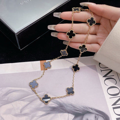 ¡®Lume Jewels¡¯CLOVER 10 MOTIFS ONYX NECKLACE