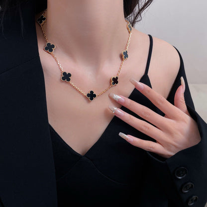 ¡®Lume Jewels¡¯CLOVER 10 MOTIFS ONYX NECKLACE
