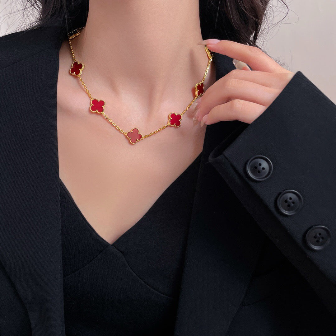 ¡®Lume Jewels¡¯CLOVER 10 MOTIFS CARNELIAN NECKLACE