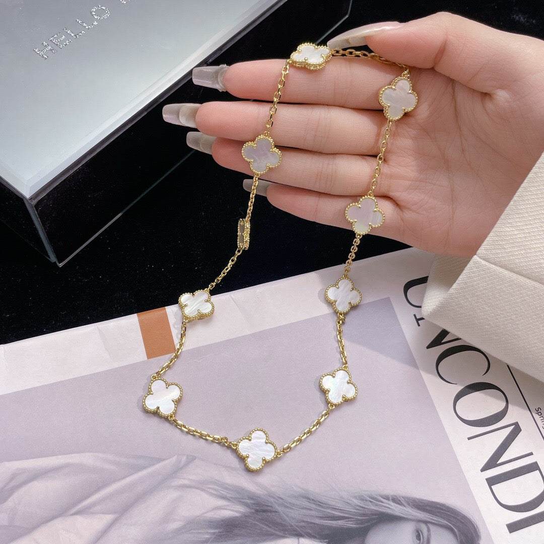 ¡®Lume Jewels¡¯CLOVER 10 MOTIFS WHITE MOTHER OF PEARL NECKLACE