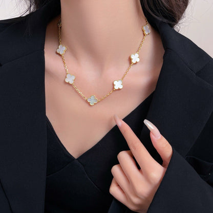 ¡®Lume Jewels¡¯CLOVER 10 MOTIFS WHITE MOTHER OF PEARL NECKLACE