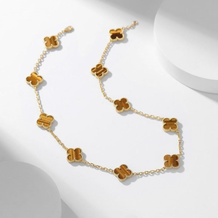 ¡®Lume Jewels¡¯CLOVER 10 MOTIFS TIGER EYE NECKLACE