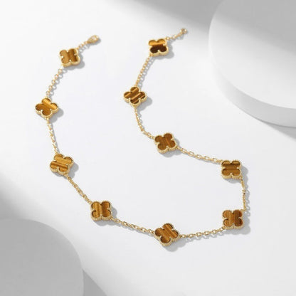 ¡®Lume Jewels¡¯CLOVER 10 MOTIFS TIGER EYE NECKLACE