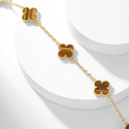 ¡®Lume Jewels¡¯CLOVER 10 MOTIFS TIGER EYE NECKLACE