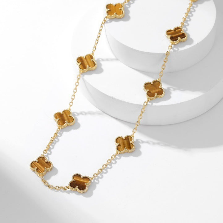 ¡®Lume Jewels¡¯CLOVER 10 MOTIFS TIGER EYE NECKLACE