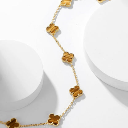 ¡®Lume Jewels¡¯CLOVER 10 MOTIFS TIGER EYE NECKLACE