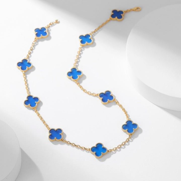 ¡®Lume Jewels¡¯CLOVER 10 MOTIFS BLUE AGATE NECKLACE
