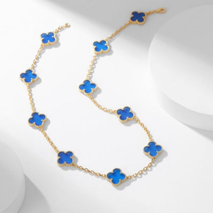 ¡®Lume Jewels¡¯CLOVER 10 MOTIFS BLUE AGATE NECKLACE