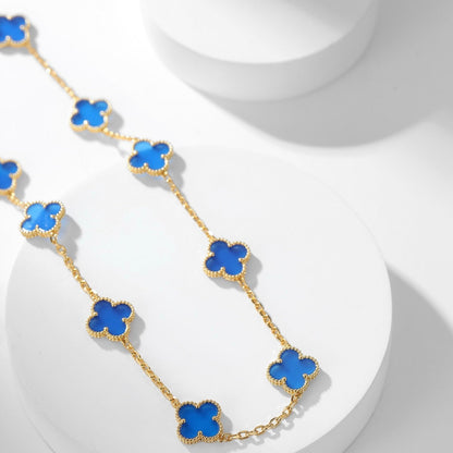 ¡®Lume Jewels¡¯CLOVER 10 MOTIFS BLUE AGATE NECKLACE