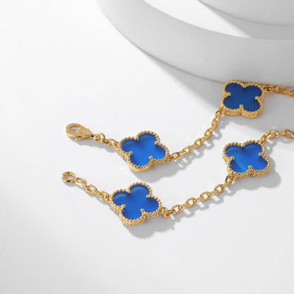 ¡®Lume Jewels¡¯CLOVER 10 MOTIFS BLUE AGATE NECKLACE