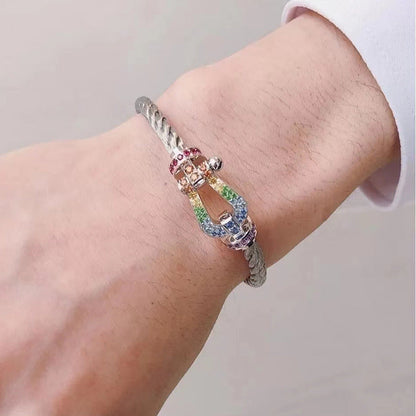 ¡®Lume Jewels¡¯FORC LARGE HORSESHOE  COLORED DIAMOND BRACELET SILVER