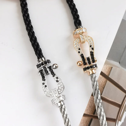 ¡®Lume Jewels¡¯FORCE LARGE HORSESHOE BLACK WHITE DIAMOND BRACELET SILVER