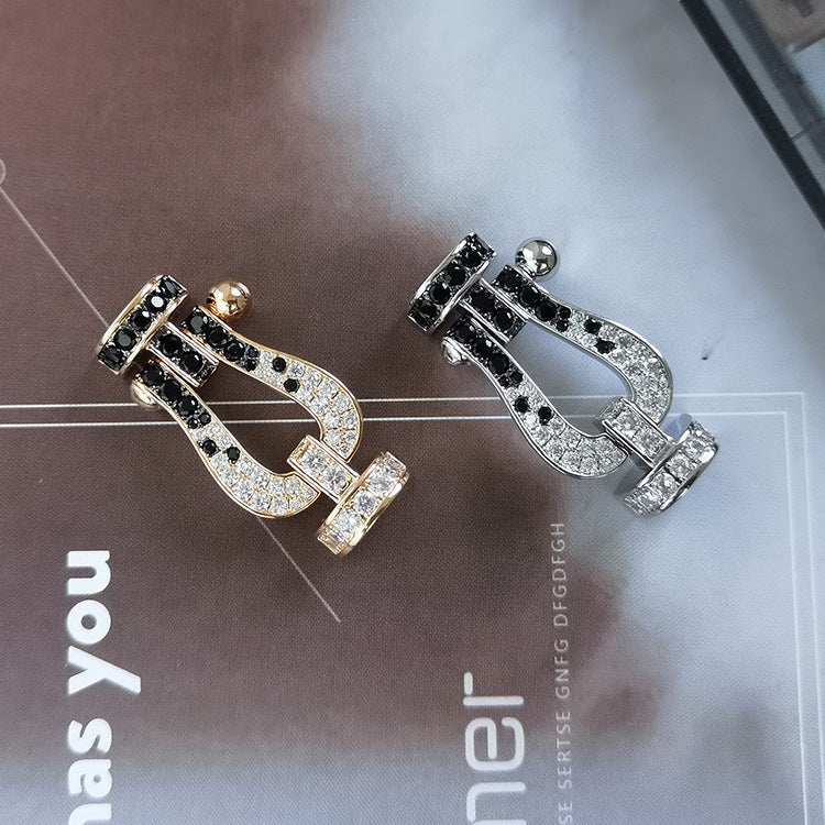¡®Lume Jewels¡¯FORCE LARGE HORSESHOE BLACK WHITE DIAMOND BRACELET ROSE GOLD