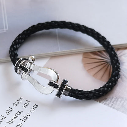 ¡®Lume Jewels¡¯FORCE LARGE HORSESHOE BLACK DIAMOND BRACELET SILVER
