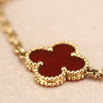 [Lume Jewels]New  CLOVER 5 MOTIF RED CORNELIAN BRACELET COLLECTION