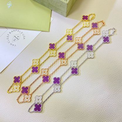 ¡®Lume Jewels¡¯CLOVER 10 MOTIFS  PURPLE VIOLET DIAMOND NECKLACE