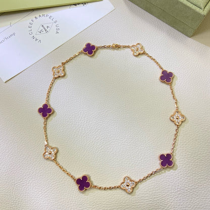 ¡®Lume Jewels¡¯CLOVER 10 MOTIFS  PURPLE VIOLET DIAMOND NECKLACE