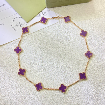 ¡®Lume Jewels¡¯CLOVER 10 MOTIFS  PURPLE VIOLET  NECKLACE