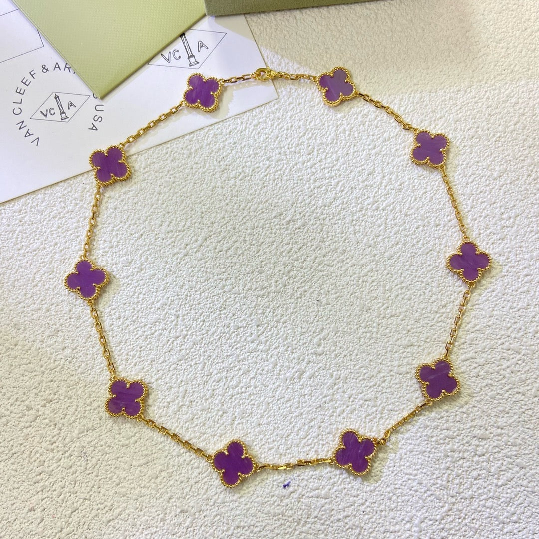 ¡®Lume Jewels¡¯CLOVER 10 MOTIFS  PURPLE VIOLET  NECKLACE