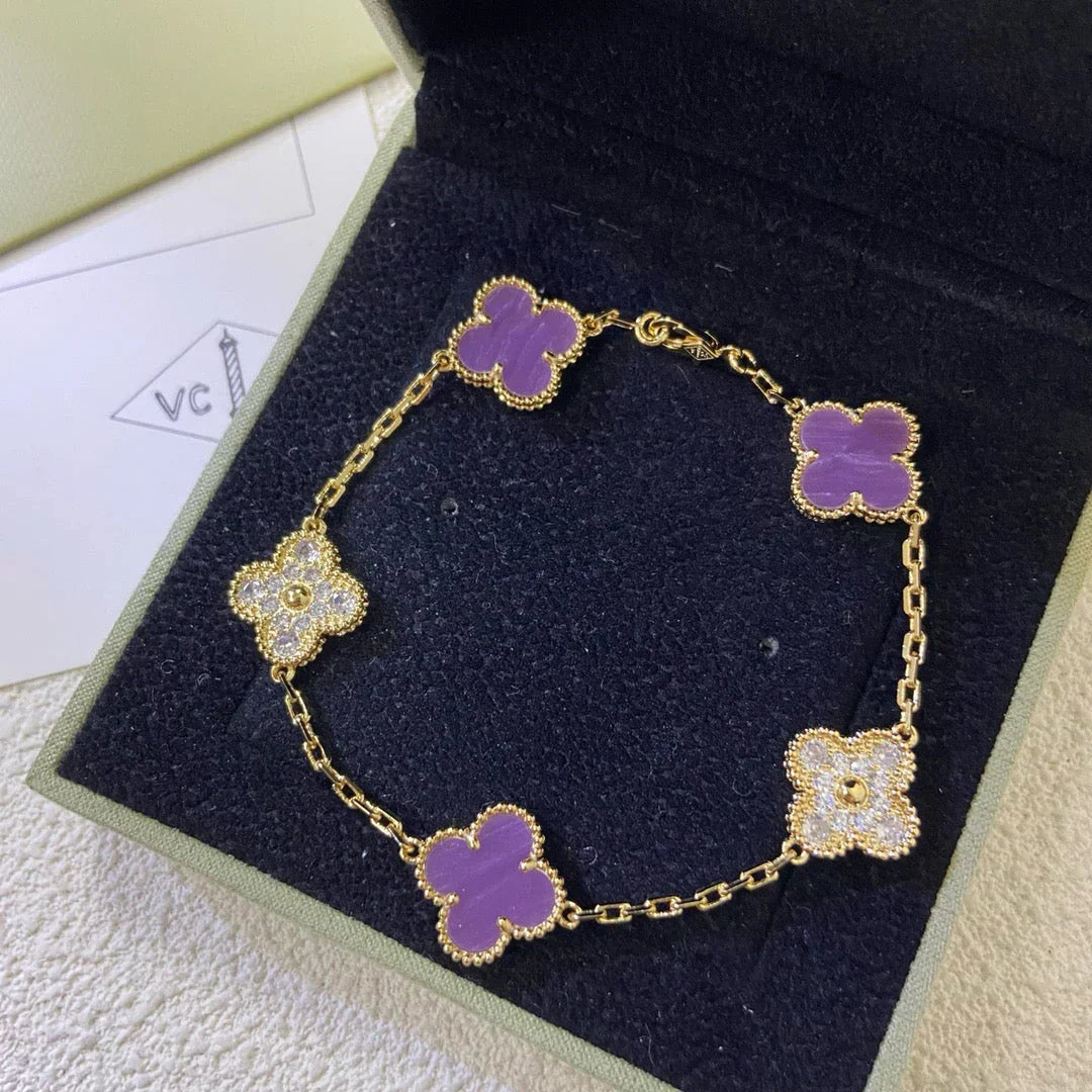 [Lume Jewels]New  CLOVER 5 MOTIF VIOLET BRACELET COLLECTION
