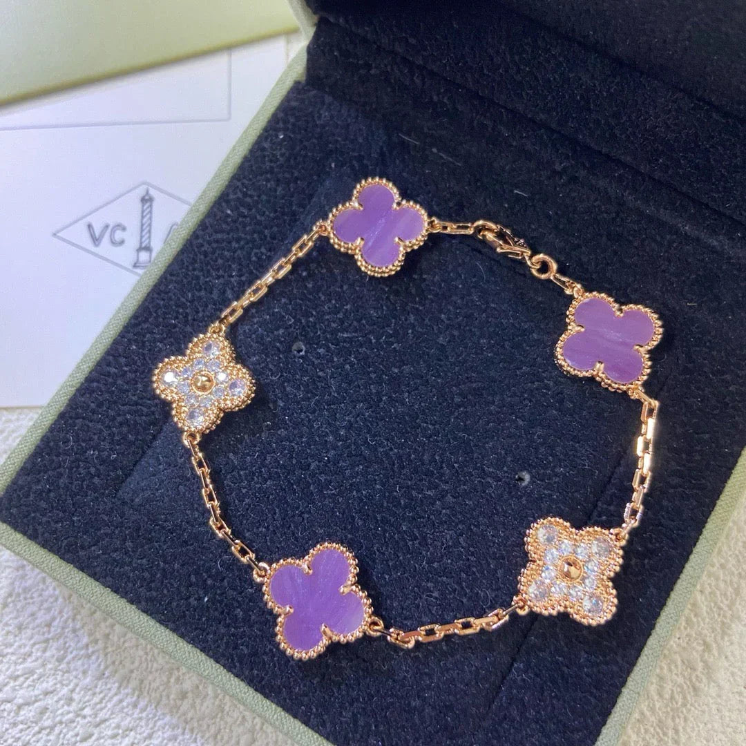 [Lume Jewels]New  CLOVER 5 MOTIF VIOLET BRACELET COLLECTION