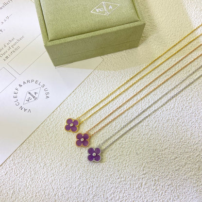 ¡®Lume Jewels¡¯CLOVER 15MM DIAMOND  PURPLE VIOLET NECKLACE