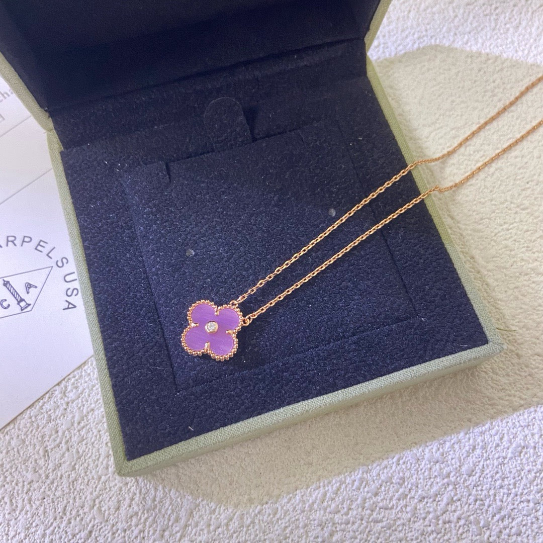 ¡®Lume Jewels¡¯CLOVER 15MM DIAMOND  PURPLE VIOLET NECKLACE