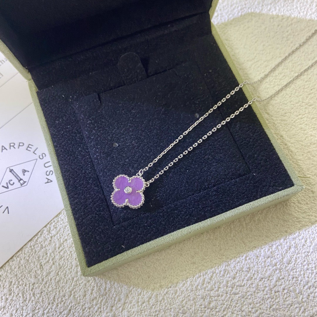 ¡®Lume Jewels¡¯CLOVER 15MM DIAMOND  PURPLE VIOLET NECKLACE