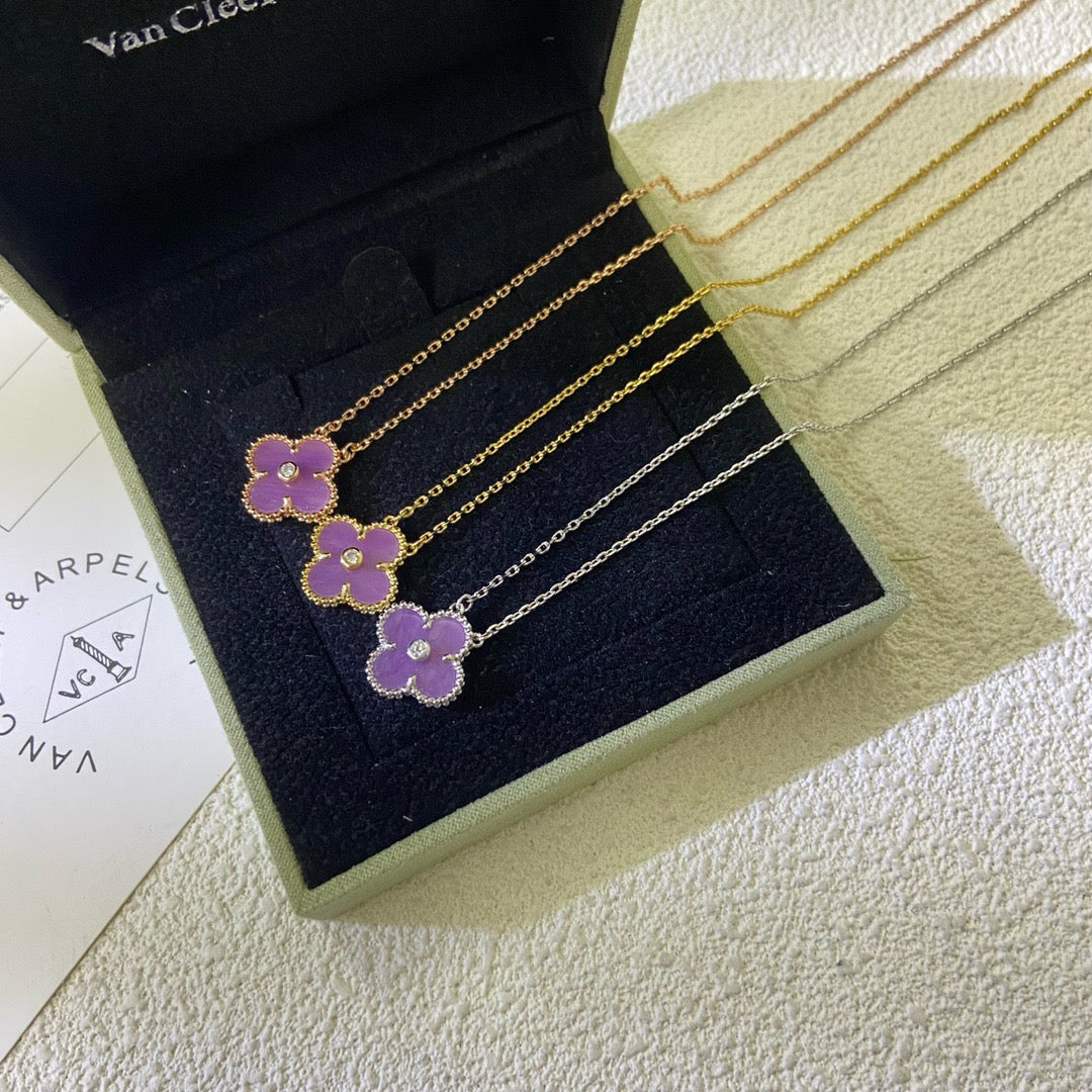¡®Lume Jewels¡¯CLOVER 15MM DIAMOND  PURPLE VIOLET NECKLACE