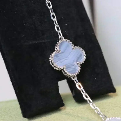 [Lume Jewels]New  CLOVER 5 MOTIF PURPLE CHALCEDONY BRACELET COLLECTION