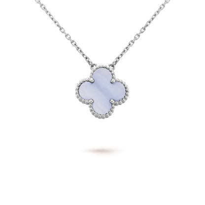 ¡®Lume Jewels¡¯CLOVER 15MM BLUE CHALCEDONY NECKLACE SILVER