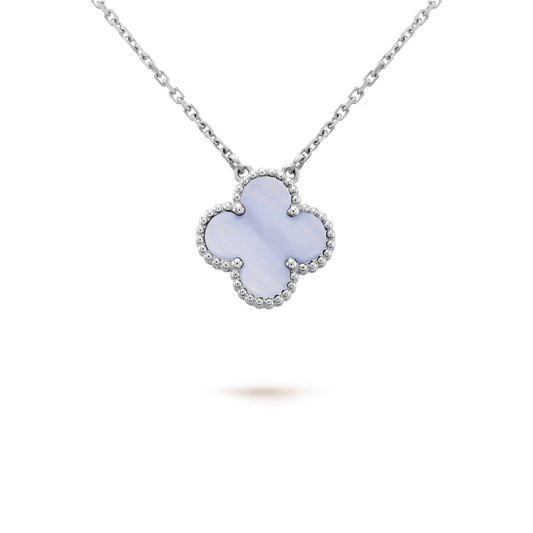 ¡®Lume Jewels¡¯CLOVER 15MM BLUE CHALCEDONY NECKLACE SILVER