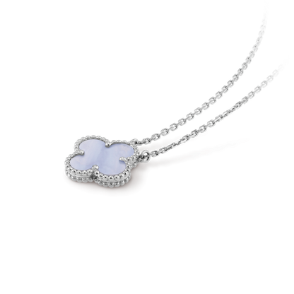 ¡®Lume Jewels¡¯CLOVER 15MM BLUE CHALCEDONY NECKLACE SILVER